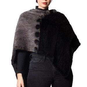 CLEARANCE Unique Black and Gray Degrade Mink Fur Poncho